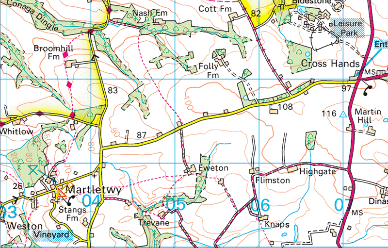 Map of the area around Cwm Deri Vineyard