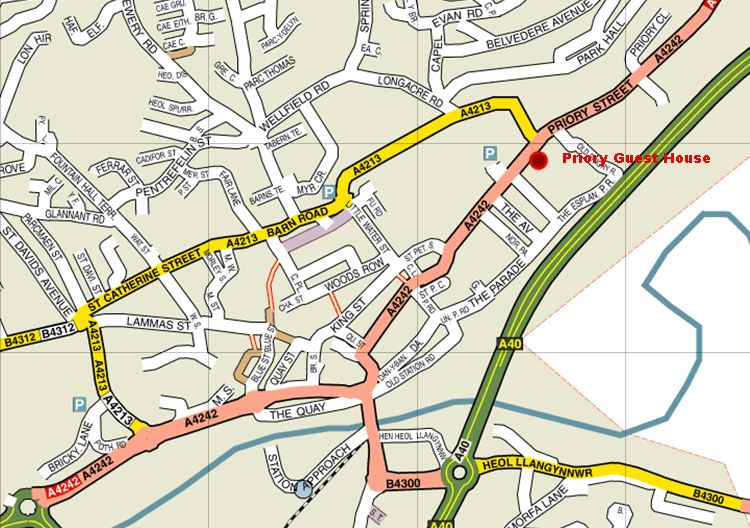 Map of the area around Carmarthen