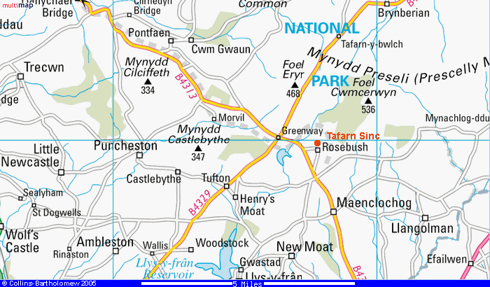 Map of the area around Rosebush & Maenclochog. (73.3K bytes)